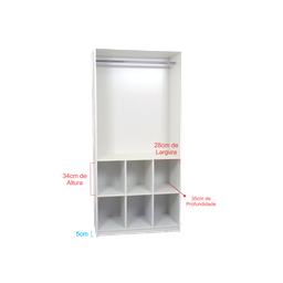 Armário Estante Colmeia Multiuso com 6 Nichos + 01 Cabideiro, Ideal para Loja Closet Roupas Organiza - 4