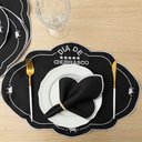Ver imagem 2 de Kit 6 Jogos Americanos Retangular com Guardanapos Bordado Preto - Dia de Churrasco
