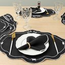 Ver imagem 4 de Kit 6 Jogos Americanos Retangular com Guardanapos Bordado Preto - Dia de Churrasco