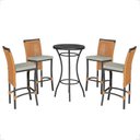 Ver imagem 1 de Mesa Bistrô com 4 Banquetas Roma Preta Corda Náutica 3 Trama Terra Cota