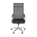 Ver imagem 2 de Cadeira Roma Alta Preta Assento em Tecido Encosto em Tela e Base Cromada com Rodizio