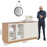 Balcão Aparador Buffet Vicky Com Espelho Adnet 67cm C05 Noce Milano/Preto - Mpozenato - 5