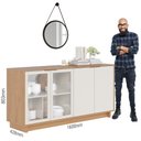 Ver imagem 5 de Balcão Aparador Buffet Vicky Com Espelho Adnet 67cm C05 Noce Milano/Preto - Mpozenato