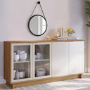 Ver imagem 1 de Balcão Aparador Buffet Vicky Com Espelho Adnet 67cm C05 Noce Milano/Preto - Mpozenato
