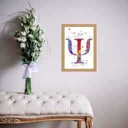 Quadro Moldura Dourada Símbolo Psicologia 24x18cm:com Acetato - 2