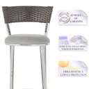 Ver imagem 3 de Jogo de Mesa Bistrô com Tampo de Vidro Redondo 4 Banquetas em Alumínio e Fibra Sintética Argila