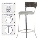 Ver imagem 4 de Jogo de Mesa Bistrô com Tampo de Vidro Redondo 4 Banquetas em Alumínio e Fibra Sintética Argila