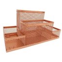 Ver imagem 2 de Kit Lixeira Escritório Redonda 12l e Porta Lápis 4 Div Rose Gold Gv Office Organizador de Mesa, Escr