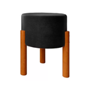 Ver imagem 1 de Puff Decorativo Redondo Pés Madeira Maciça Suede Preto