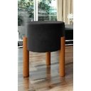 Ver imagem 3 de Puff Decorativo Redondo Pés Madeira Maciça Suede Preto