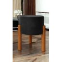 Ver imagem 5 de Puff Decorativo Redondo Pés Madeira Maciça Suede Preto