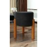 Puff Decorativo Redondo Pés Madeira Maciça Suede Preto - 5