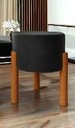 Ver imagem 5 de Puff Decorativo Redondo Pés Madeira Maciça Suede Preto