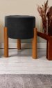 Ver imagem 4 de Puff Decorativo Redondo Pés Madeira Maciça Suede Preto