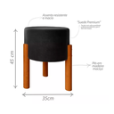 Ver imagem 6 de Puff Decorativo Redondo Pés Madeira Maciça Suede Preto