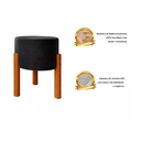 Ver imagem 7 de Puff Decorativo Redondo Pés Madeira Maciça Suede Preto