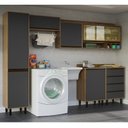 Ver imagem 1 de Lavanderia Modulada 6 Peças 6 Portas 4 Gavetas Confort Cinza/Cinamomo/Grafite