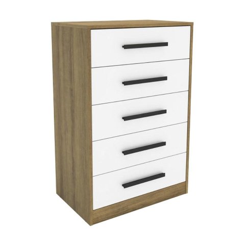 Cômoda com 5 Gavetas 60,4cm Multimóveis CR45364 Mel/Branco