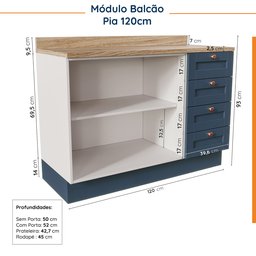 Cozinha Modulada 8 Peças 3 Aéreos 3 Balcões Adega e Toalheiro Arizona CabeCasa MadeiraMadeira - 19