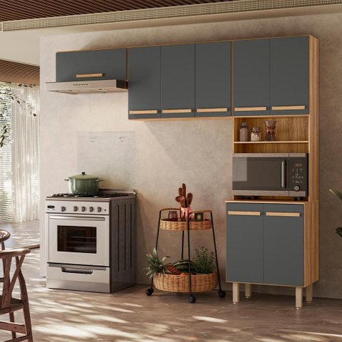 Armário para Cozinha 222 Cm Lemon Carvalho/chumbo Nicioli