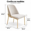 Ver imagem 3 de Kit 2 Cadeiras Tulipa Estofadas e Base em Aço Carbono para Cozinha e Sala de Jantar - Dourado |