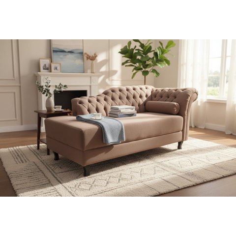 Recamier Decorativo Divã Styllus Lado Esquerdo Suede Capuccino