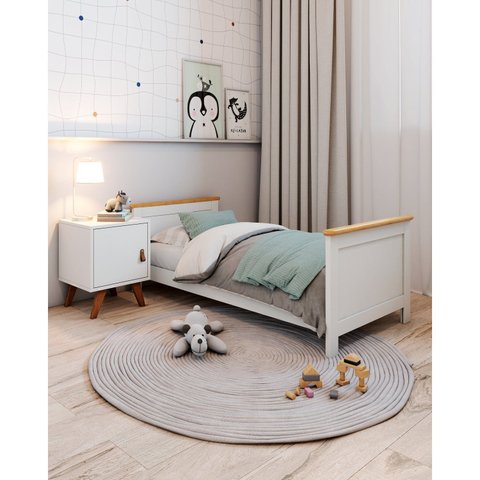 Cama Infantil de Madeira Maciça Nest Yescasa Branco/Carvalho