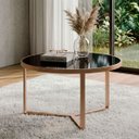 Ver imagem 1 de Mesa de Centro Sala Recepecao Sala Consultorio Redonda Habone Champanhe Vidro Preto