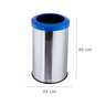 Lixeira Aço Inox Com Aro Plástico Lixo Reciclável Cozinha 20 Litros - Azul - 2