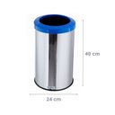 Ver imagem 2 de Lixeira Aço Inox Com Aro Plástico Lixo Reciclável Cozinha 20 Litros - Azul