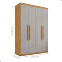Ver imagem 3 de Guarda Roupa Solteiro Alba 4 Portas de Bater 4 Gavetas MDF Naturalle Off White Framar