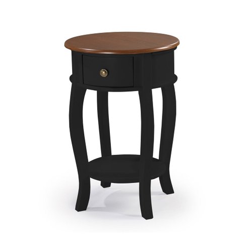 Mesa Lateral Redonda com 1 Gaveta e Prateleira 1035 Linz Móveis - Preto/imbuia Glazer