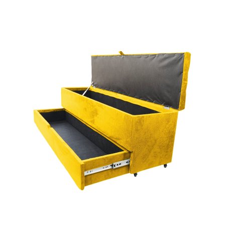 Recamier Puff Baú Sapateira com Gaveta 1,58 Cm para Cama Box Queen Size - Amarelo