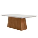 Ver imagem 7 de Mesa P/ Cozinha Luna C/ Tampo 180x90cm Flex Madeirado Vidro Canto Curvo - Imbuia/ripado 3d/off White