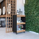 Ver imagem 5 de Carrinho Multiuso Gourmet Buffet com Rodinhas Bar Aparador Organizador com 3 Prateleiras Preto/Freij