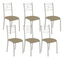Ver imagem 2 de Kit 6 Cadeiras Paraty Corino Creme Tubo Champanhe
