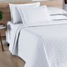 Cobre Leito King 3 Peças Madri Percal Algodão Colcha Babado Matelado Geométrico 200 Fios Branco - 2