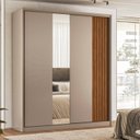 Ver imagem 1 de Guarda-Roupa Casal 2 Portas com Espelho Bourbon Marrom/Nogueira/Nude Prime Tx