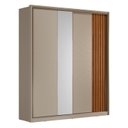 Ver imagem 2 de Guarda-Roupa Casal com Espelho 100% MDF 2 Portas de Correr Ripado Bourbon Nogueira Touch/Nude Prime