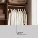 Ver imagem 5 de Guarda-Roupa Casal com Espelho 100% MDF 2 Portas de Correr Ripado Bourbon Nogueira Touch/Nude Prime