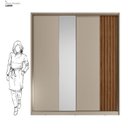Ver imagem 5 de Guarda-Roupa Casal 2 Portas com Espelho Bourbon Marrom/Nogueira/Nude Prime Tx