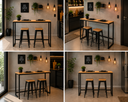 Ver imagem 3 de Mesa Alta Estilo Industrial Reforcada Tampo Madeira Maciça