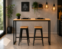 Ver imagem 2 de Mesa Alta Estilo Industrial Reforcada Tampo Madeira Maciça