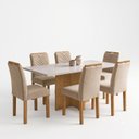 Ver imagem 2 de Conjunto de Mesa de Jantar 6 Lugares Carol em MDF 160x80cm Cinamomo e Off White
