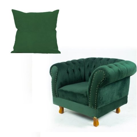 Uma Poltrona Chesterfield Duque + Uma Almofada Suede Verde Musgo sala de estar/Recepção