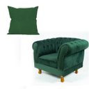 Ver imagem 1 de Uma Poltrona Chesterfield Duque + Uma Almofada Suede Verde Musgo sala de estar/Recepção