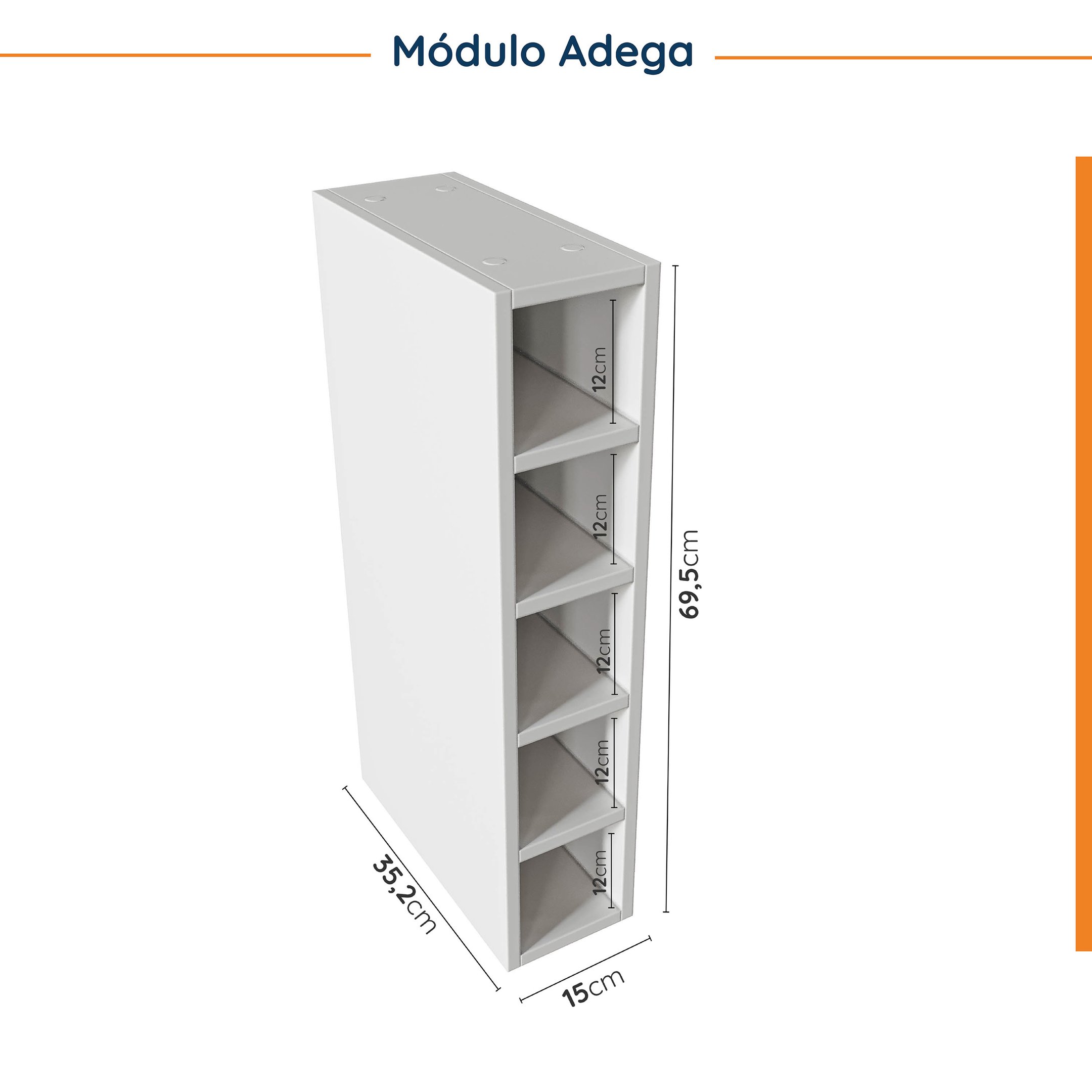 Cozinha Modulada 8 Peças 3 Aéreos 3 Balcões Adega e Toalheiro Arizona CabeCasa MadeiraMadeira - 12