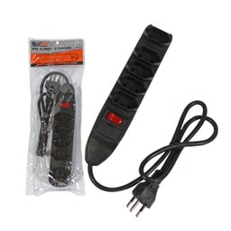 Régua Extensão Filtro de Linha 5 Tomadas Preta Fusível e Chave 3p 0.7m Bivolt - 1
