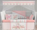 Ver imagem 4 de Kit Berço Enxoval de Bebê Floral Jardim Rosa Menina