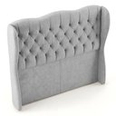 Ver imagem 2 de Cabeceira Cama Box Queen Size Alora 160cm Estofada Capitonê Moderna Linho Cinza - Desk Design